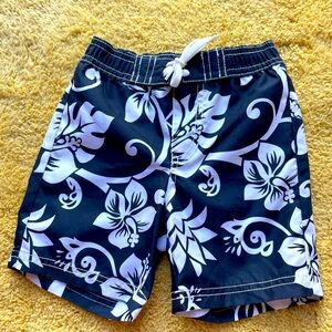 Old Navy Boy’s Black size 18-24 months, and White Floral Swim Shorts, NWT